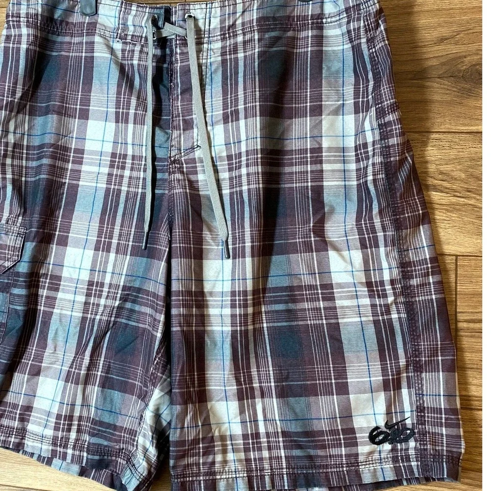 Nike 6.0 Board Shorts Men 36 (34) Swim Trunks Plaid Vintage Surf Beach‎